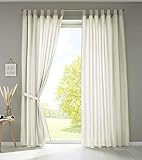 Gardinenbox 2er Set Vorhänge Schal Schlaufen »Berlin« HxB 225x140 cm Creme Blickdicht Microsatin Lichtdurchlässig Kräuselband Uni Matt, 20400N2
