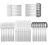 Truevaste 40-teiliges Edelstahl Besteck Set 8 Personen, Stilvolles Silber Essbesteck, Besteck-Set für Erwachsene mit Löffel, Gabel, Messer, Spülmaschinenfest für Zuhause, Grillen, Party