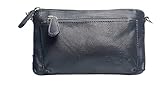 Hudson & James Designer-Umhängetasche, echtes Retro-Design, klein, echtes Leder, handgefertigt, für Damen, Reisetasche, Alltag, Crossover, marineblau, Small