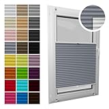 Standard+Thermo Plissee ohne Bohren I auf Maß gefertigt I Breite 30-129 cm I Höhe 50-230 cm I Blickdichte und lichtdurchlässige Rollos I 24 Farben Standard Termo-Stoff (Höhe von 50 cm bis 149 cm)