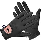 Equestrian Queen - Funktionelle Damen Reithandschuhe mit Touchscreen Kompatibilität, Rutschfestem Grip & Elegantes Design - Perfekt für den Reitsport - Bali (Schwarz/Rosegold, M)