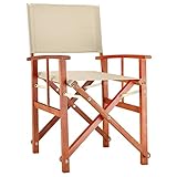 Casaria® Gartenstuhl Balkonstuhl Holz Creme FSC®-Zertifiziert Klappbar 160kg Belastbar Bezug 30° Waschbar Armlehne Klappstuhl Garten Balkon Camping Wetterfest Eukalyptus 56,5x86cm