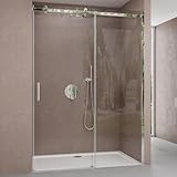 doporro Duschtür Nischentür dusche Duschabtrennung Duschkabine 140x195cm ESG-Sicherheitsglas Duschtür aus Klarglas teilgerahmt inkl. NANO-Beschichtung Teramo4