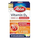 Abtei Vitamin D3 3000 I.E. - unterstützt Immunsystem und Knochen - glutenfrei, laktosefrei und vegetarisch - 75 Schmelztabletten mit Zitronengeschmack