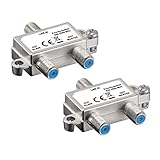 2X SAT Schalter | Vorrang Schalter | verteilt/schaltet 1 LNB auf 2 SAT-Receiver | Verteiler für Satelliten-Anlagen | Kupplung Switch Splitter Koaxial | LNB Master Slave Ausgang | HDTV | 2 Stück