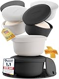 LOEWERK Pizzaballenbox mit Deckel [+ Teigspatel], 6er Set - Teiglinge leicht entnehmen - platzsparende Silikon Teigbox - Pizzateig Box mit Deckel, Pizza Box, Pizza Ballenbox - Schwarz/Grau