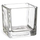 6 x stilvolle und Massive Glaswürfel als Windlichter - Kerzengläser eckig - Windlicht eckig aus Glas - Glaswindlichter eckig (14 x 14 x 14 cm)