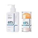Urea Bodylotion/Fußcreme mit 60% Urea Plus 2% Salicylsäure, Fusscreme Tiefenwirksame Feuchtigkeitspflege mit Schneller Absorption, Bodylotion Trockene Haut, Harnstoff-Creme Hautfeuchtigkeitsset
