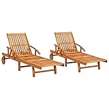 vidaXL 2X Akazienholz Massiv Sonnenliege Klappbar Relaxliege Liegestuhl Gartenliege Holzliege Strandliege Gartenmöbel Liege Saunaliege