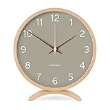 Maxspace Tischuhr Analog, 21cm Holz Batteriebetrieben, Ohne Ticken für Schlafzimmer Büro Wohnzimmer Deko Modern