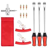 TNEDFOD Reifenmontierhebel Reifen Montiereisen 13 Stück, Reifenheber Montierhebel Werkzeug mit 30,5cm Reifenheber, Felgenschutz und Ventilkerne, Fahrrad Reifenheber Set für Motorrad, Wagen Reifen