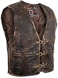 MDM Herren Vintage Lederweste/Kutte aus echtem Leder (L)