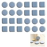 24 Stück Möbelgleiter, PTFE Teflon Quadrat Selbstklebende Möbelschieber, Stuhlgleiter Für Fliesen, Stuhlgleiter Parkett, Teflongleiter Selbstklebend Für Schwere Möbel(Quadrat Und Runde)