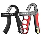 Zixrmor Handtrainer2-Set Handtrainer Unterarmtrainer1-Set 5-60kg Griffkraft Trainer 1-Set 5-100kg Fingertrainer,Sport hand trainer und Handtrainer Fingertraine (Rot+Schwarz)