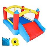 LuckyJump Indoor-Hüpfburg mit Gebläse und Rutsche, geeignet für 2-6 Kinder, (360 x 280 x 197 cm) (Aufblasbare Burg)