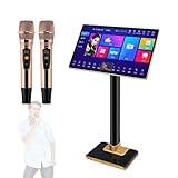 Tragbare Karaoke-Maschine, 21,5-Zoll-Profi-System mit 2 drahtlosen Mikrofonen, Touchscreen, Endstufe und Telefon-App-Steuerung, ideal für Zuhause und Partys