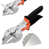 Crynvor Gehrungsschere für Kabelkanal, Schere Winkelschere, Gehrungszange, Mehrwinkel-Gehrungsschere, mit 10 Ersatzklingen zum Schneiden von Kork, Kunststoff, PVC, Verstellbar von 45 bis 135 Grad