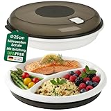 My-goodbuy24 Mikrowellengeschirr Mikrowellen Teller Vorrats Dose Aufbewahrung Geschirr mit 3 Fach Aufteilung Deckel mit Belüftung BPA frei sehr stabil und bruchsicher ⌀24,7cm MEHRWEG - 2 Stück