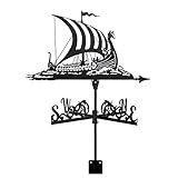 YDHNB Wetterfahne aus Segelschiff Piratenschiff Wikinger-Kriegsschiff Windanzeiger aus Edelstahl zur Dekoration im Außenbereich für den Außenbereich,Viking Battleship