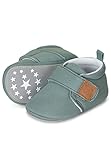 Sterntaler Baby Krabbelschuhe uni – Unisex Babyschuhe aus Canvas mit Jerseyfutter – Knöchelhohe Baby Schuhe mit rutschfester Sternensohle – Krabbelschuhe aus Baumwolle – Größe 18, Farbe steingrün