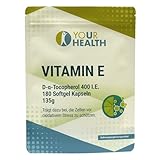 Vitamin E 400 I.E. - 360 mg Alpha-D-Tocopherol - Natürliche E-Vitamine als Nahrungsergänzungsmittel - Starkes Antioxidans - 180 Kapseln
