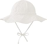 Durio Sonnenhut Baby Hut Kinder Verstellbarer Faltbare UV-Schutz mit Verstellbarem Bindebändern und Breite Krempe Beige Streifen 12-24 Monate (Tag Size M)