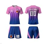 Deutschland Trikot Kinder,2025 Deutschland Fußball Trikot Set,Personalisierte Trikot Set mit Eigenem Namen & Nummer,Team -Logo,Fußball Geschenk Trikot für Kinder,Herren,Jungen,Pink