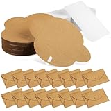 Ipetboom Kraftpapier Umschläge mit Herzverschluss und Blankokarten Satz Kleine Vintage Briefumschläge 105X71cm mit Weißen Karten 9X5cm Selbstgemacht Grußkarten für Einladungen und