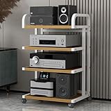 ZXDTVFGN Rollbarer Medienständer auf Rädern, 3/4 / 5 - Stufiger Audio - Rackschrank für Tv, Av - Möbel für Gaming, Streaming, Stereo und Audio - Video - Komponenten (B, 3 - Stufig)