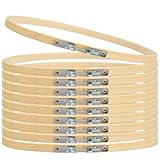 YOPEUC 10 Stück Embroidery Hoop, Runder Stickrahmen 20 cm, Kreuzstich Ring Stickrahmen Holz Set Bambus Stickrahmen Holz 20 cm für DIY Handwerk Nähen, Kunsthandwerk Handliches Nähen