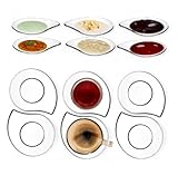 vienberg 6 Stück Universal kleiner Glas Unterteller | flache Servierteller | Tropfenform | Ideal für Soße Saucen Marmeladen Dessert | Saucenschalen Bowl,13cm lang, Kaffee-Tee-Teller Untertasse