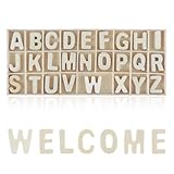Giantree 130 Stück Holzbuchstaben Set, 3 cm Großbuchstaben A-Z Holzbuchstaben zum Basteln Wooden Alphabet Natürliches Holz für Kunsthandwerk Hochzeit Home Decoration (Holzfarbe)