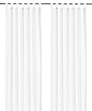 heimtexland ® Dekoschal mit Schlaufen und Kräuselband Uni weiß HxB 175x140 Blickdicht Aber Lichtdurchlässig - Vorhang natürlich matt einfarbig - Schlaufenschal Bandschal ÖKOTEX Gardine Typ117