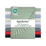 Komfortec Spannbettlaken Jersey 100% Baumwolle – 200x200 cm – 135g/m² – Weich, Atmungsaktiv & Hautfreundlich – Mit Rundumgummi – Oeko-Tex Zertifiziert – Für Boxspring, Topper & Matratzen – Grün