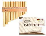 Plaschke Panflöte, Holzriemen Design, handgemacht mit Lehrbuch, 10 Rohre C-Dur