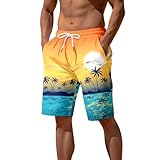 Badeshorts Herren Sommer 3D Druck Strandshorts Swim Trunks Hawaii Surf Schwimmhose Schnelltrocknend Sporthose Männer Freizeit Surf Shorts Herren Badepants Swim Shorts Mit Mesh Und Tunnelzug