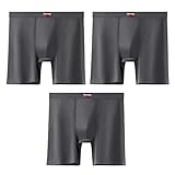 3er Pack Boxershorts Herren Baumwolle, Locker Weich übergrößen Herren Lange Unterwäsche 3xl-10xl Retroshorts Herren (Dark Gray,6XL)