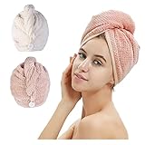 M-bestl Haarhandtuch Turban, Haartrocknungs-Handtuch mit Knöpfen, Mikrofaser-Handtuch, 2er-Pack