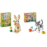 LEGO Creator 3in1 Süßes Kaninchen Spielzeug verwandelt sich in eine Llamafigur oder Robbe + 3in1 Verspielt Katze Spielzeug - verwandelt sich in eine Taube oder Haustierhundfigur 31162 + 31163
