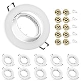 10x Moderne Einbaustrahler Rahmen, GU10 Einbauleuchten, inkl. GU10 Fassung, Decken Spot Weiß Rund, 30° Schwenkbar Einbauspots Rahmen, Außendurchmesser: 90mm, Ausschnitt Ø65-80mm (Ohne Leuchtmittel)