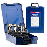 a+s Kegelsenker Set HSS-G mit TiN-Beschichtung – 6-tlg. Senker Set 90° DIN 335 C | für Metall, Holz, Aluminium & Kunststoff | präzisionsgeschliffen | Ø 6,3–20,5 mm | in ABS-Kassette