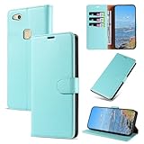 KKEIKO Handyhülle für Huawei P10 Lite Hülle, Magnet Klappbar Handyhülle mit Kartenfach, PU Leder Stoßfest Schutzhülle für Huawei P10 Lite, Grün