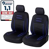 Upgrade4cars Autositzbezüge Vordersitze Schwarz Blau | Auto-Schonbezüge Set Vorne für Fahrersitz & Beifahrer Auto-Sitzbezug Universal | Autozubehör Geschenke für Frauen und Männer