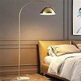 ZJHAHJY Moderne Bogen-Stehlampe, 180 cm Bogen-Stehlampe mit verstellbarem Metallschirm und Marmorsockel, Bogenlampen-Bodenlampe über der Couch für Wohnzimmer, Schlafzimmer, Gold
