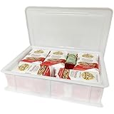 Quvido Hefekiste für Pizza- und Brotteig Starter-Set | Kunststoffbox + Deckel 30x40x10 cm | Farbe: weiß | Lebensmittelbehälter | Teigkasten | mit Caputo Pizzaria Mehl (5x 1Kg) und Trockenhefe 100g