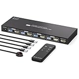 PVBCTCSID KVM Switch 4 PC 1 Monitor HDMI 4K60Hz Edid Emulation KVM Switch 4 Port USB HDMI Umschalter für 4 PC Die Sich 1 Monitor Und 4 USB3.0-Geräte Teilen IR-Fernbedienung Und 12V Netzteil Enthalten