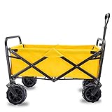 Faltbarer Gartenwagen, Transportwagen, robust und faltbar, maximale Belastung von 90 kg, für Outdoor/Festivals/Camping, B: gelb, wasserdicht
