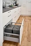 Aspira Modularer Mülleimer für Schublade, Abfallsammler „Müllomatic MODUL 1 Mini + MODUL 2 Mini“ | Kunststoffbehälter mit montierbarer Basis | Volumen: 1x12L + 2x6L | Mülltrennsystem | Höhe 238mm