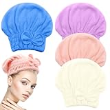 Scettar 4 Stück Mikrofaser Handtuch Haare Turban, Trockenhauben Für Haare Damen, Superschnell Saugfähiges Schnelltrocknend Haarhandtuch, Haarturban Zum Trocknen Für Lange Glattes Lockiges Kurze Haar