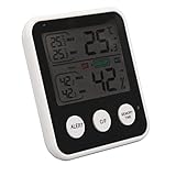 [HD -LCD -Anzeige] Digitale Temperaturfeuchtigkeitsmessgerät, Große und Fetthaltige Schriftarten, 45 ° Stützrahmen, Echtzeitüberwachung, Umweltfreundliche ABS -Gehäuse, L (Schwarz)